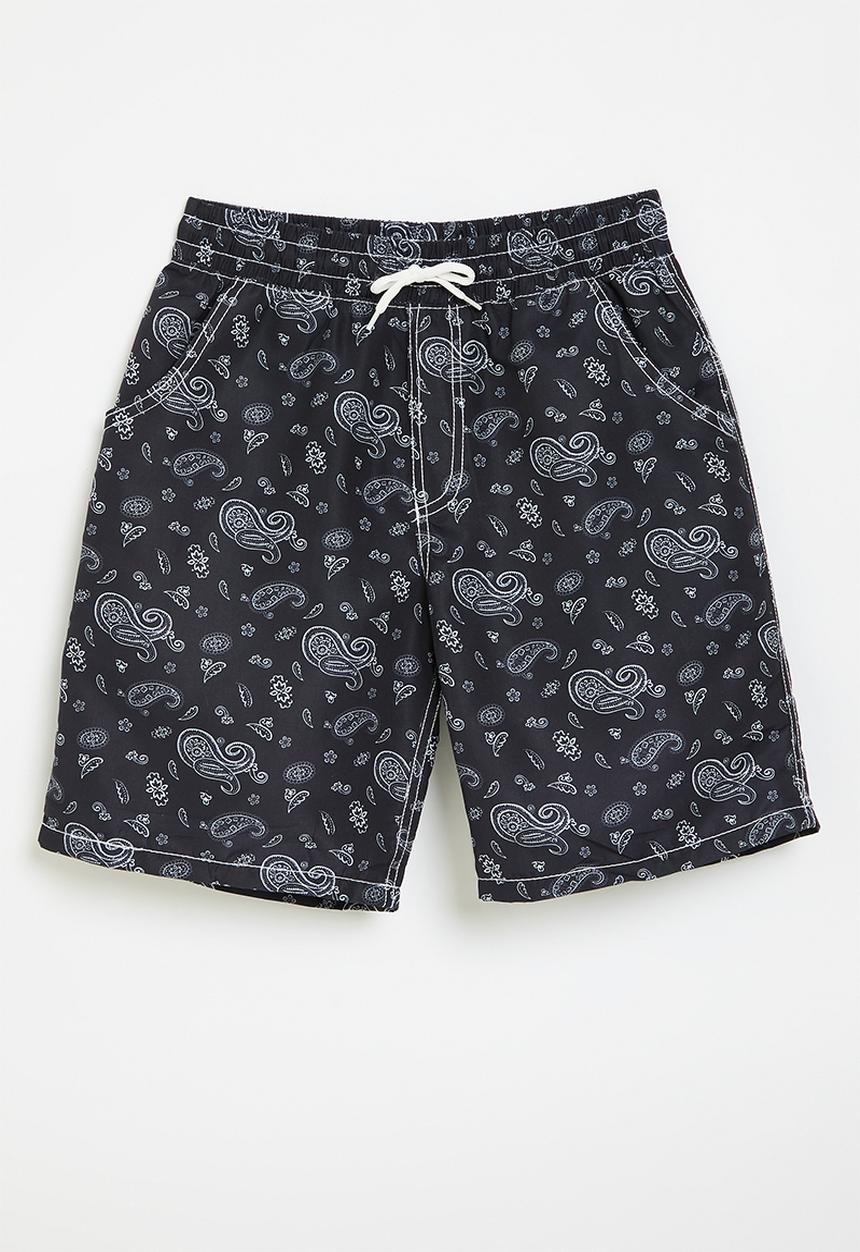 Pop Candy - Parsley print board shorts - black
