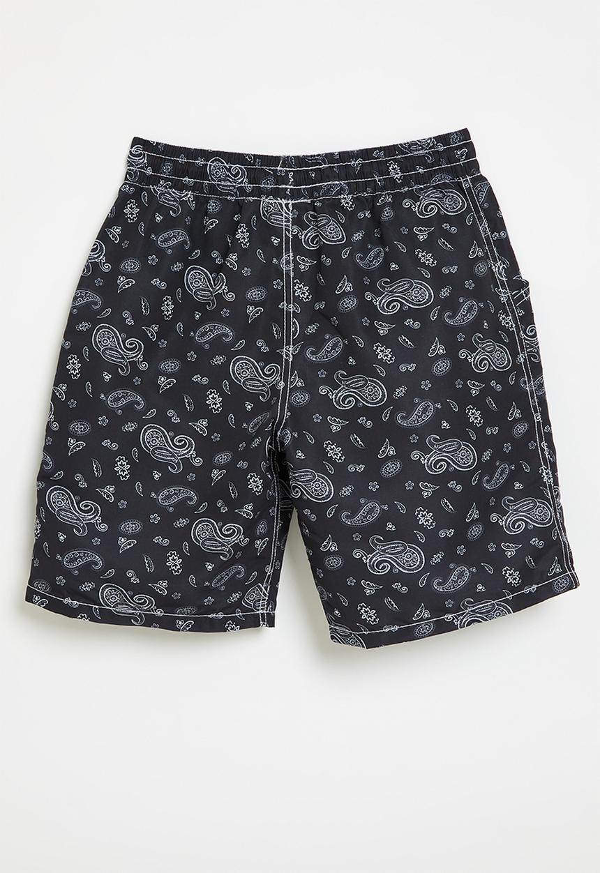 Pop Candy - Parsley print board shorts - black