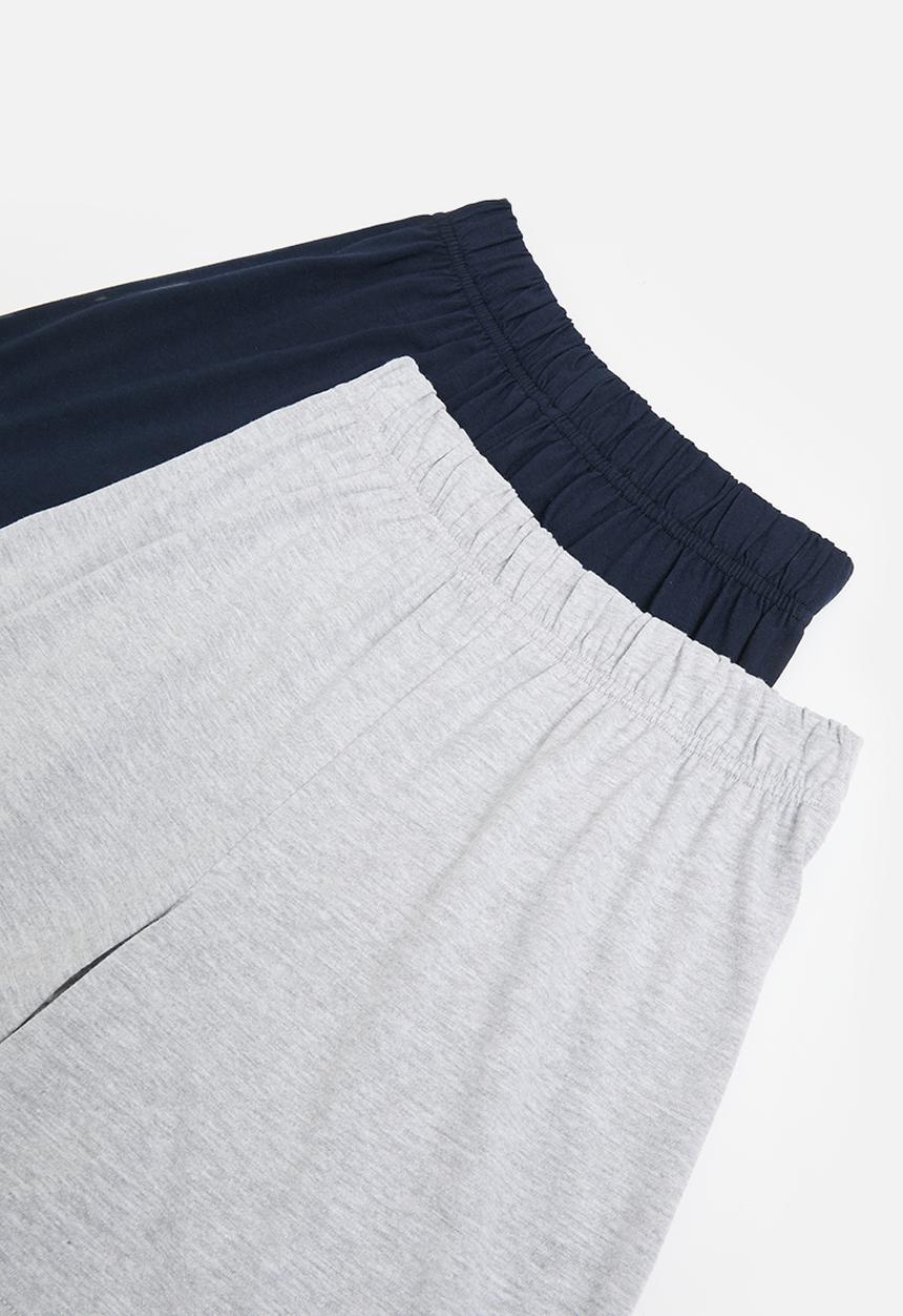 Pop Candy - 2 Pack pj short - grey & navy