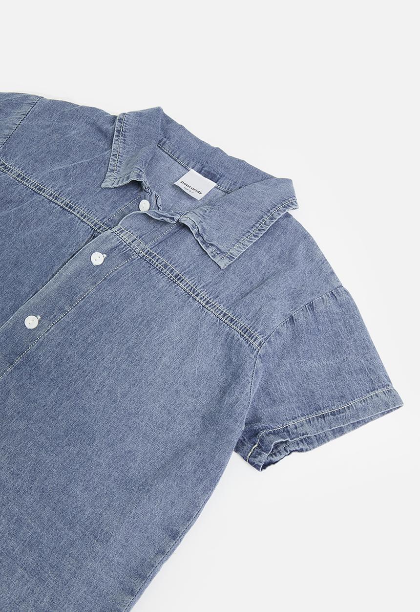 Pop Candy - Denim shirt & short set - blue
