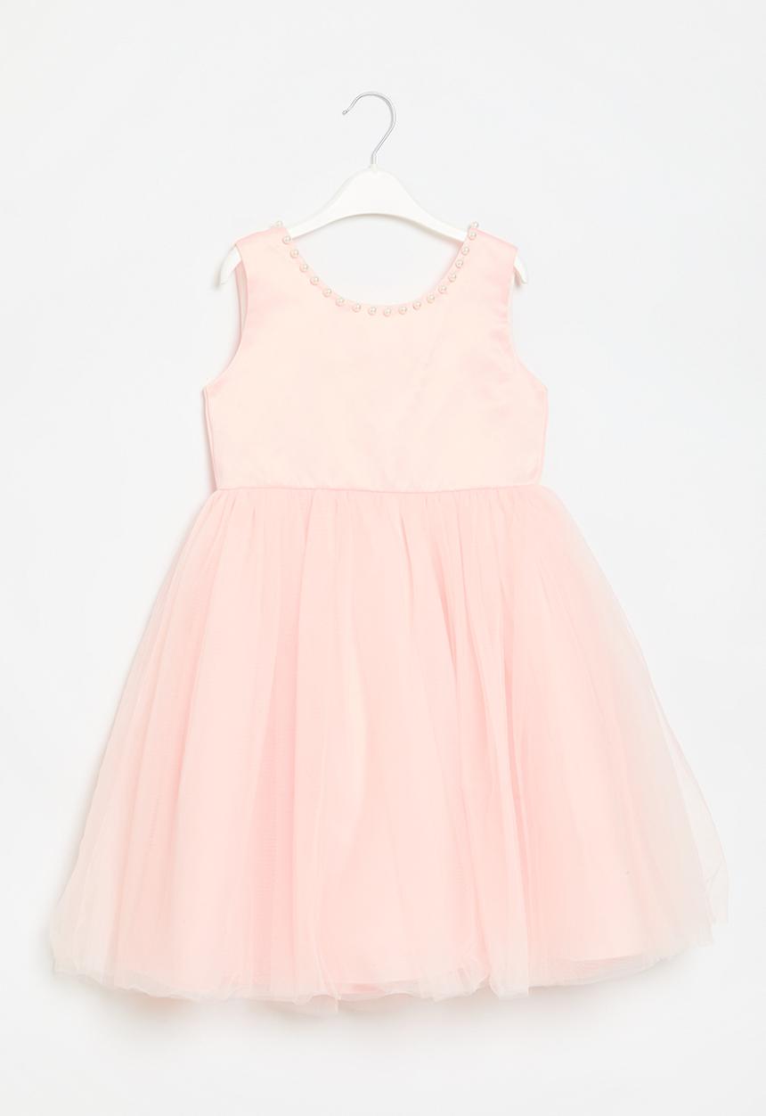 Pop Candy - Bow décor mesh dress - pink