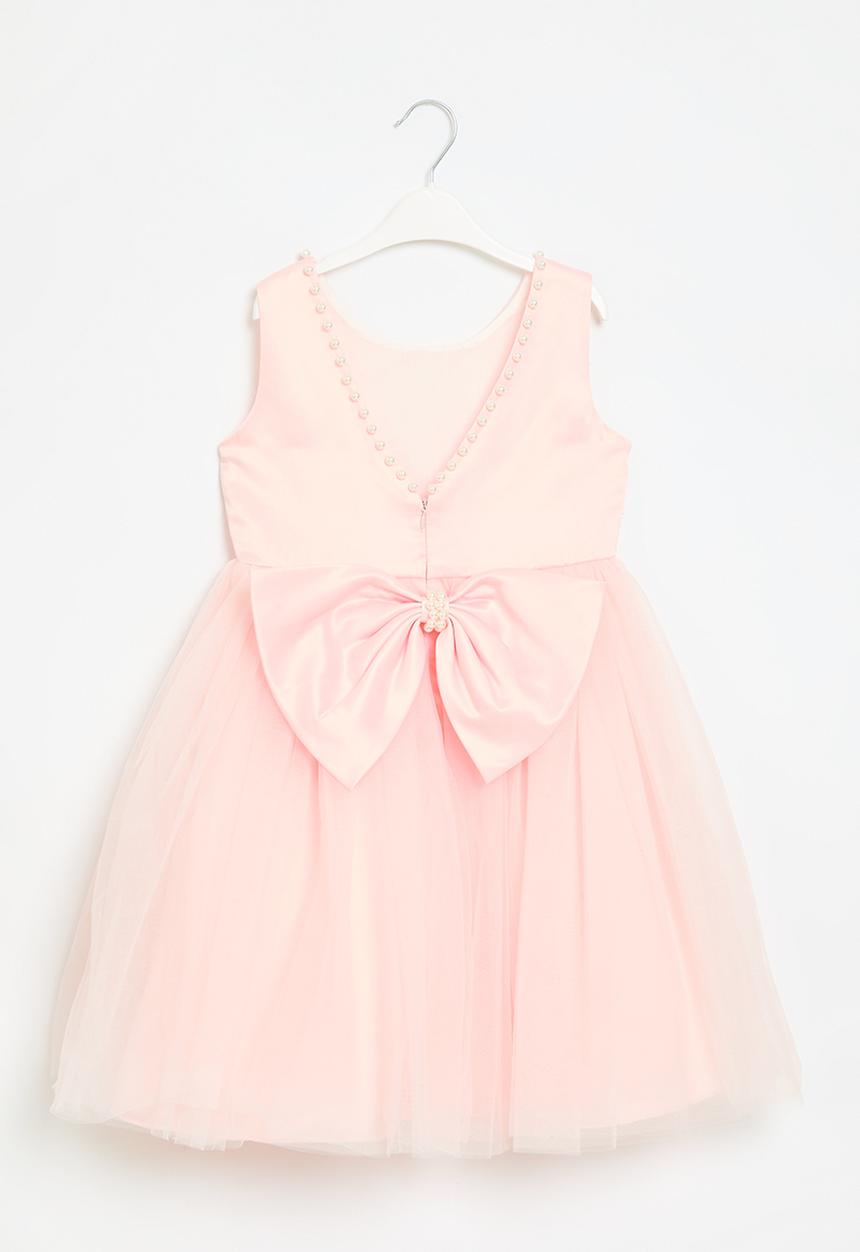 Pop Candy - Bow décor mesh dress - pink