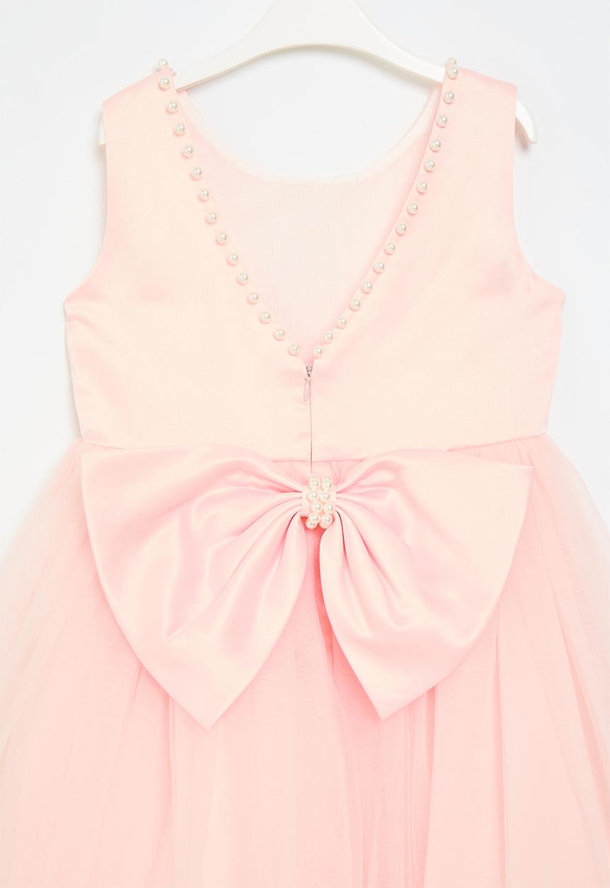 Pop Candy - Bow décor mesh dress - pink