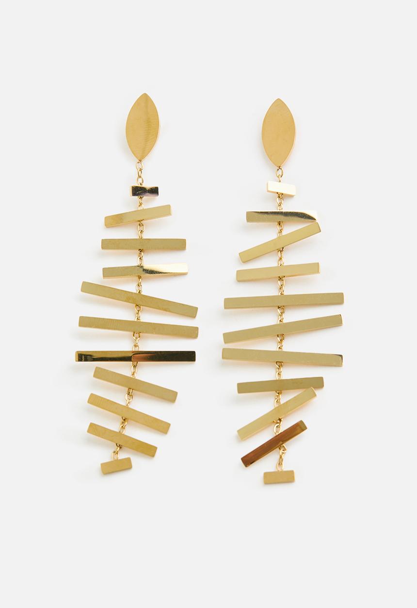 Zoe on Trend - Bamboo designer drop earring - gold