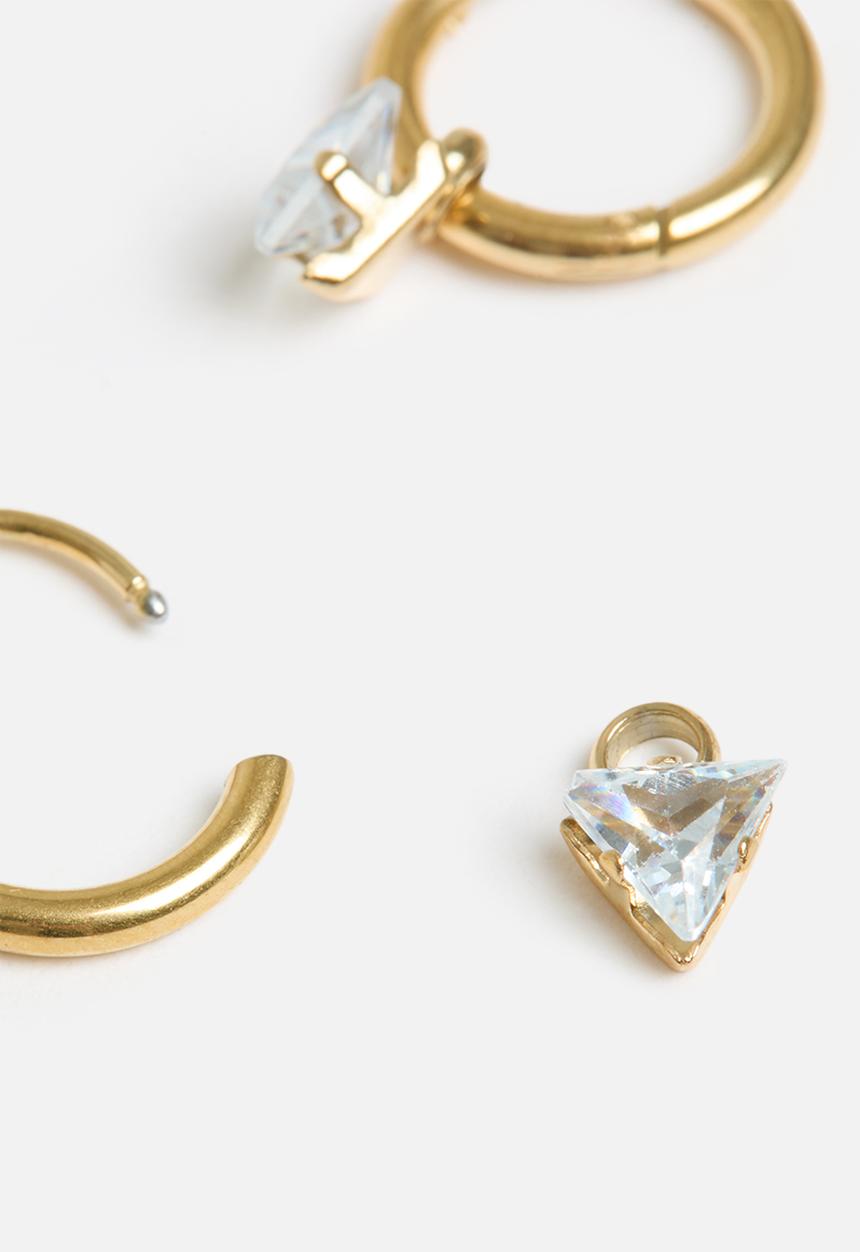 Zoe on Trend - Hoop and trillion drop earring - gold