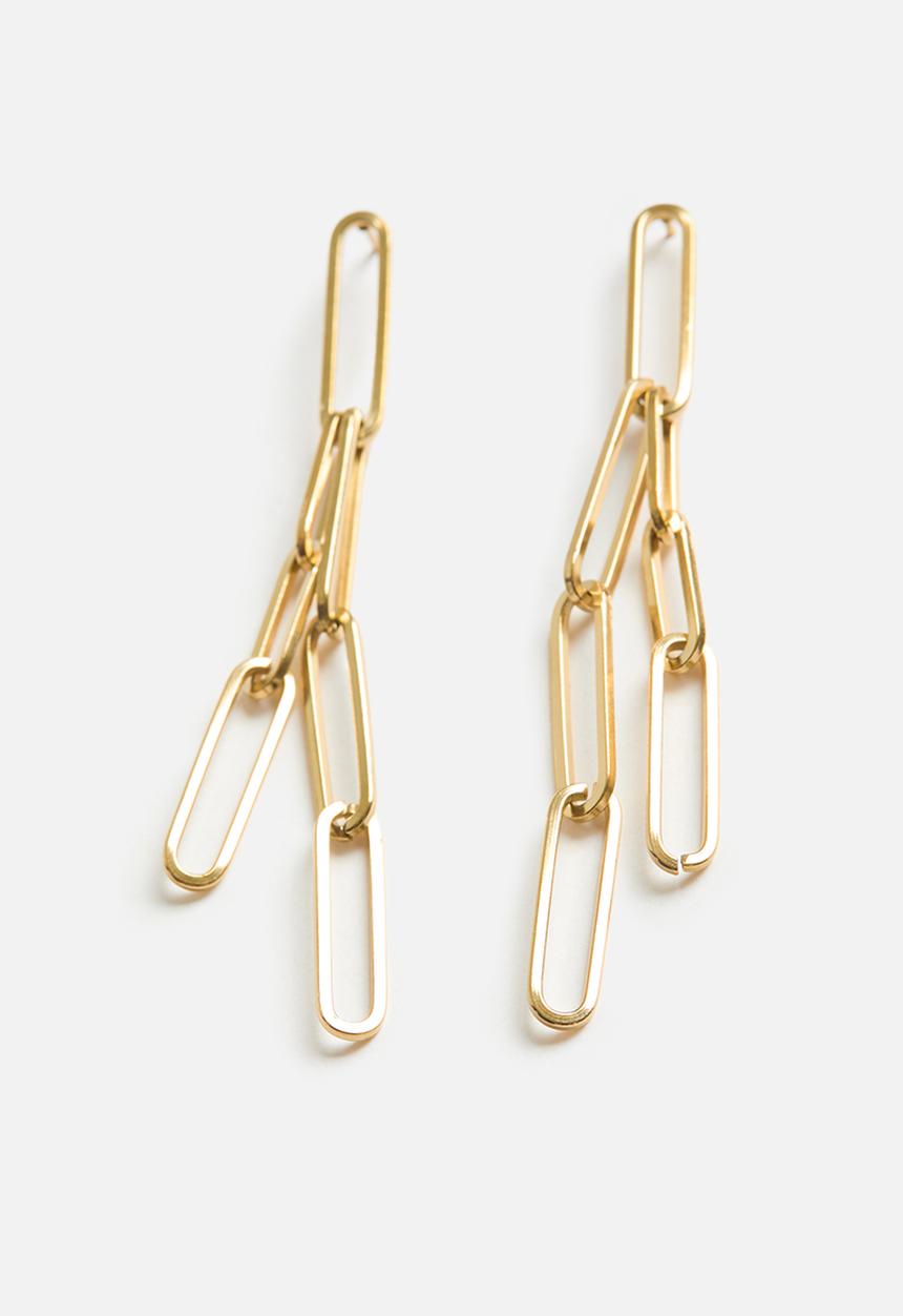 Zoe on Trend - Paperclip designer drop earring - gold