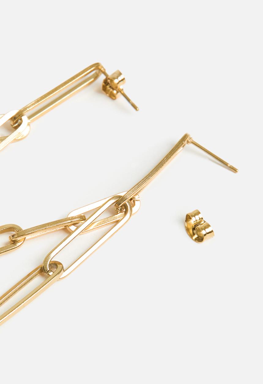 Zoe on Trend - Paperclip designer drop earring - gold