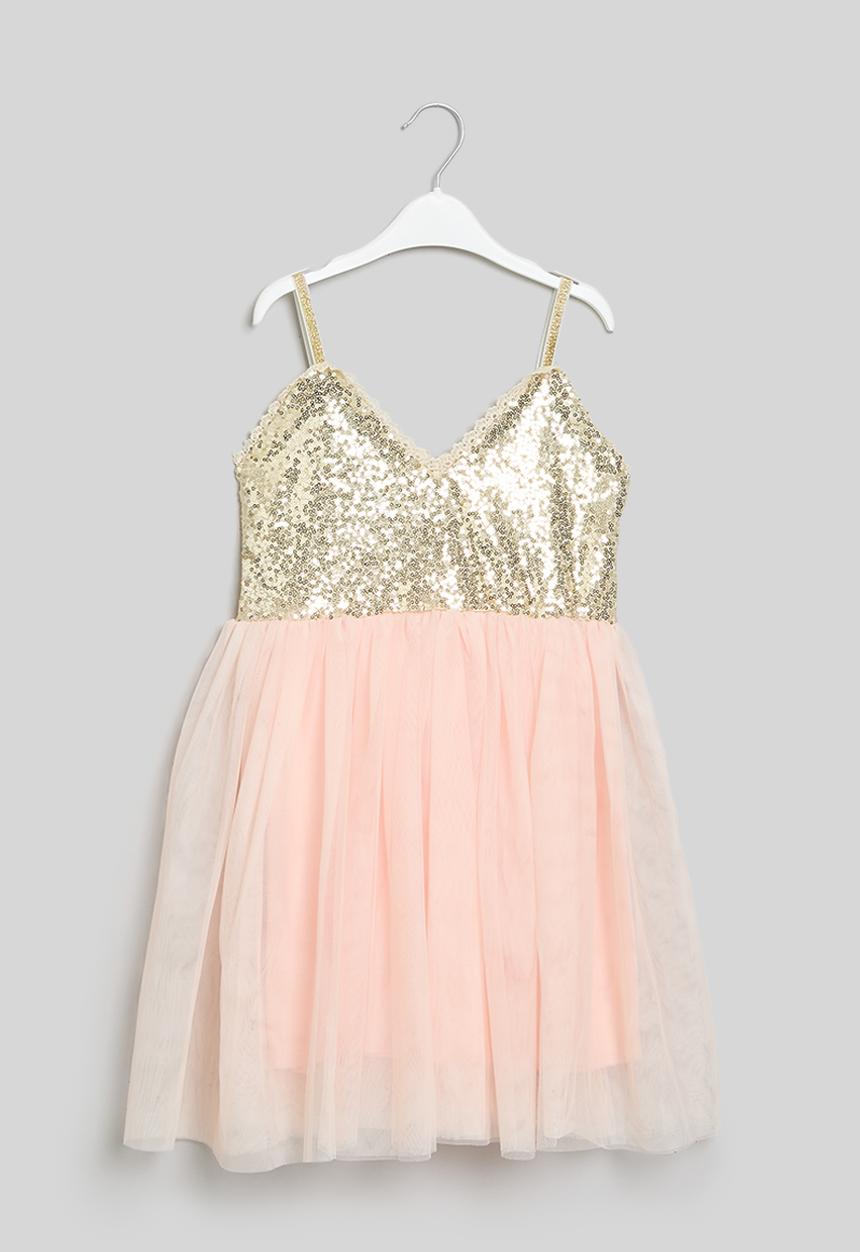 Pop Candy - Sequin & mesh dress - pink & gold