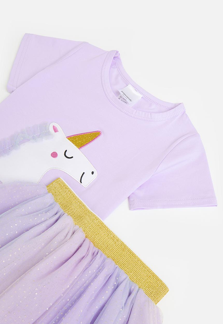 Pop Candy - printed tee and mesh skirt set - purple