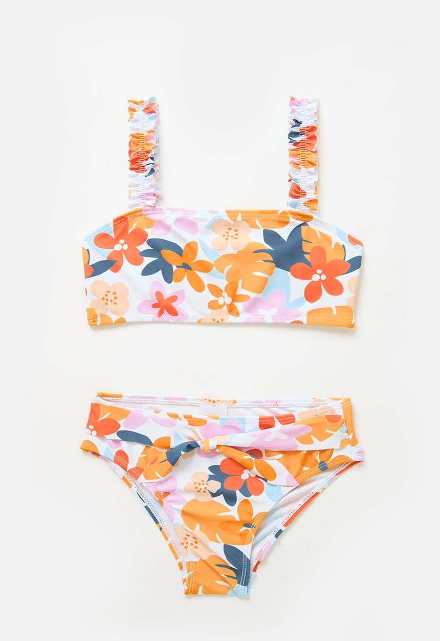 Pop Candy - Floral bikini set - orange & white
