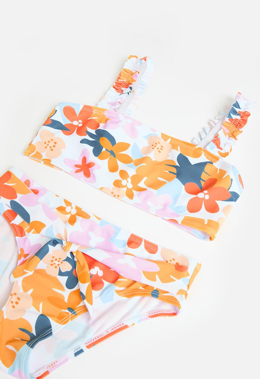 Pop Candy - Floral bikini set - orange & white