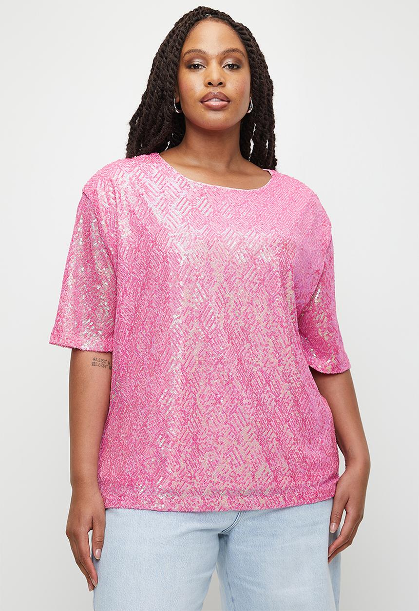 MILLA - Sequin T-shirt top - sweet pink
