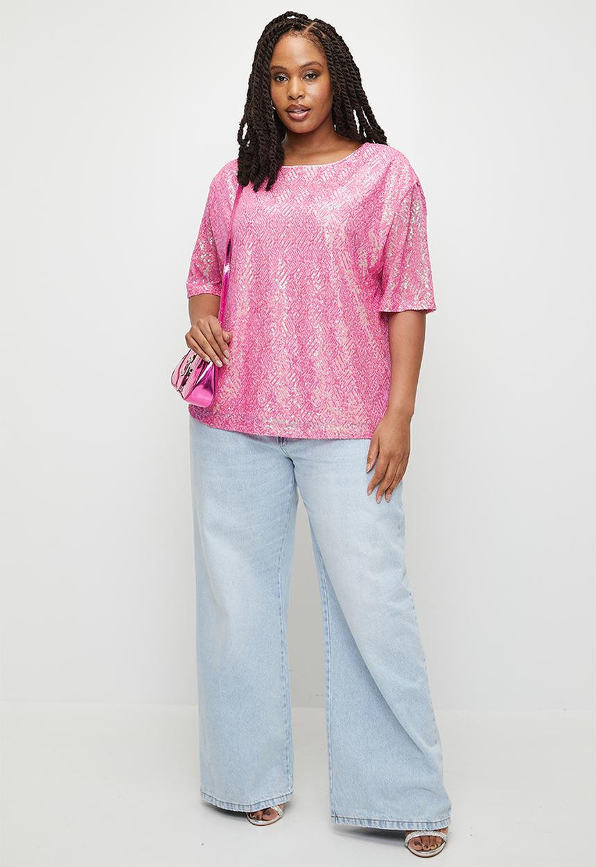 MILLA - Sequin T-shirt top - sweet pink