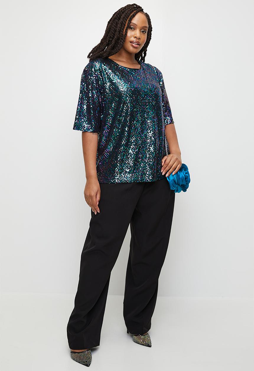 Sequin T-shirt top - rainbow black1