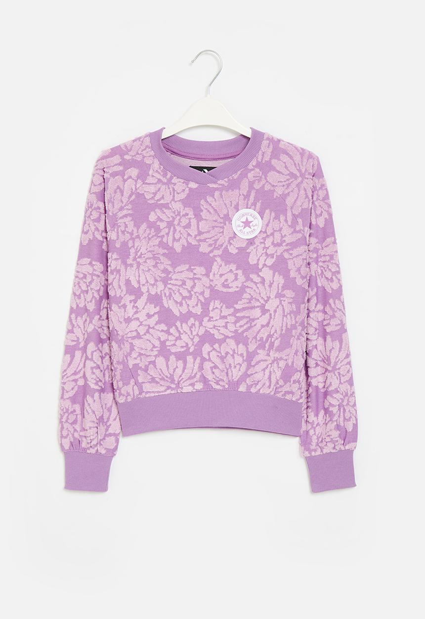 Converse - Cnvg floral jacquard crew neck - grape fizz