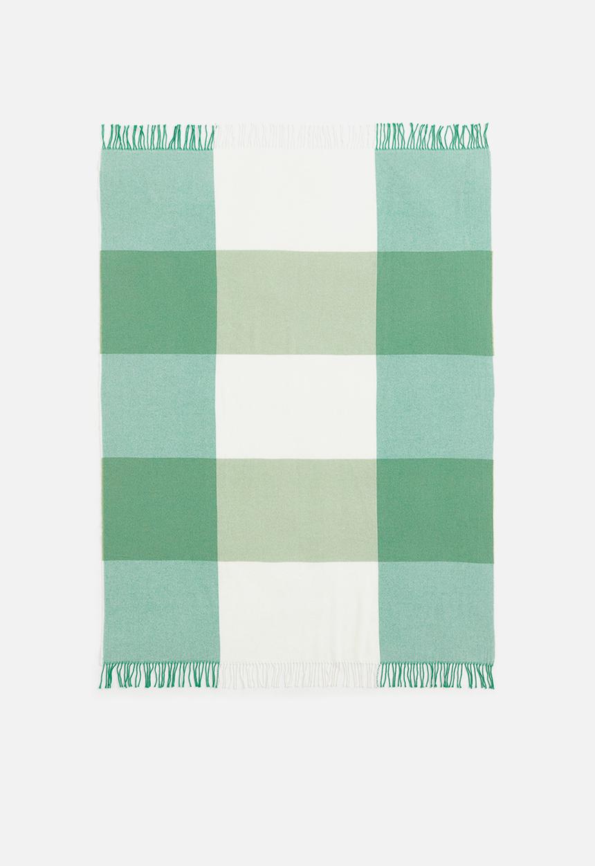 H&M - Wool-blend blanket - green & checked