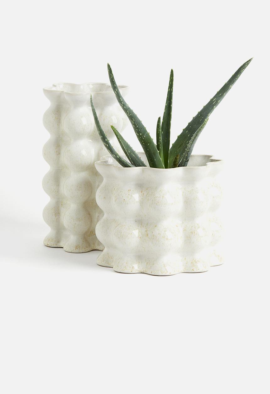 H&M - Reactive-glaze plant pot - white