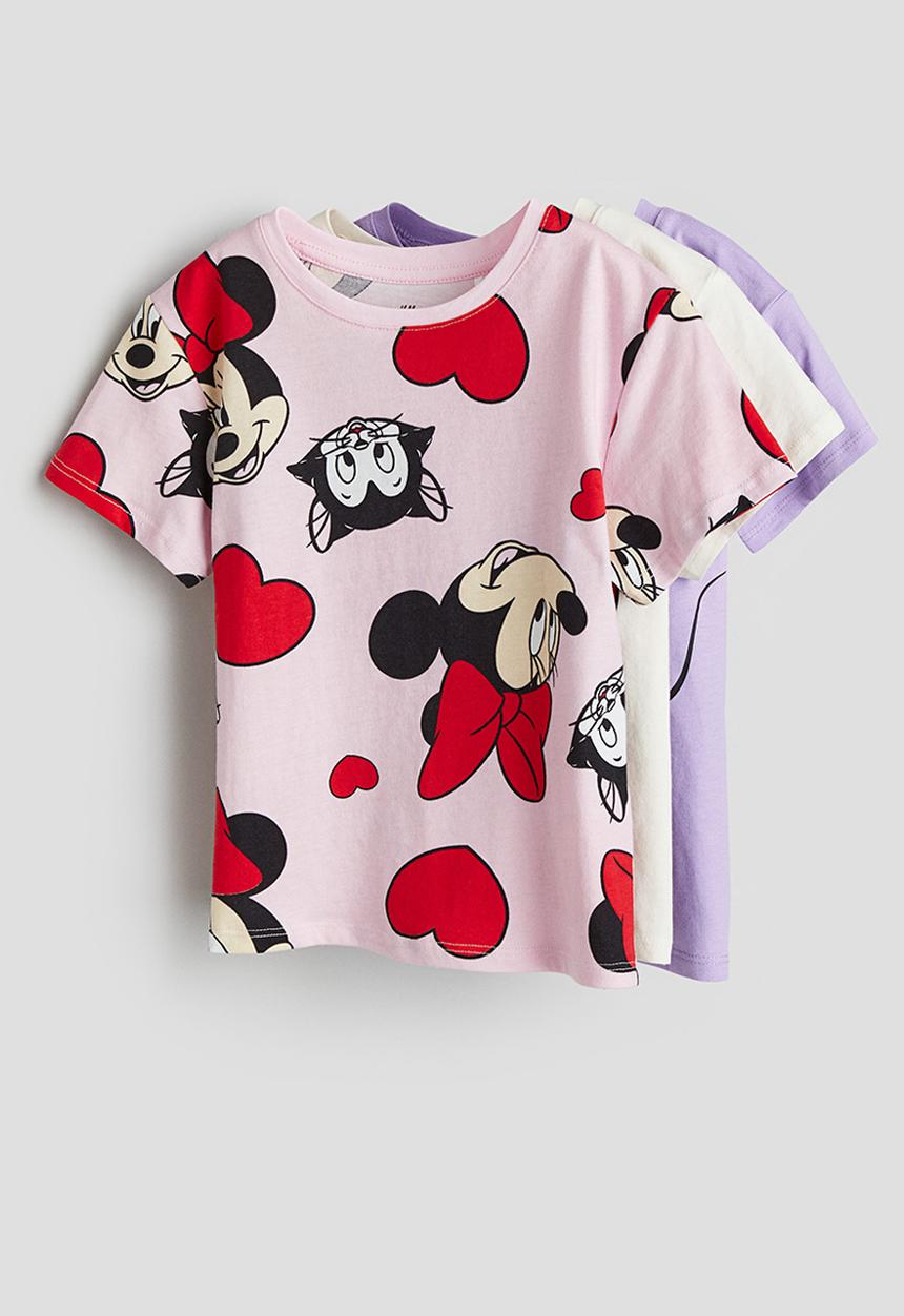 H&M - 3 pack printed jersey tops - light purple minnie mouse