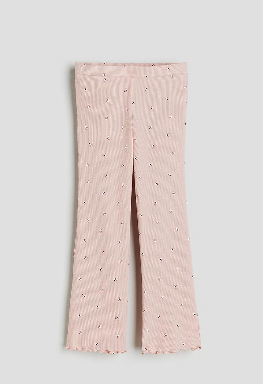 H&M - Flared leggings - powder pink floral