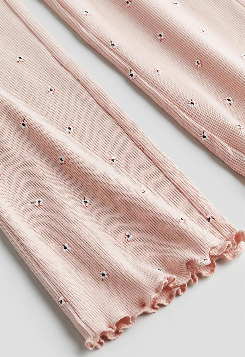 H&M - Flared leggings - powder pink floral