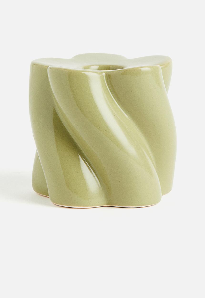 H&M - Stoneware candlestick - pistachio green