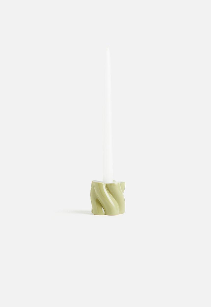 H&M - Stoneware candlestick - pistachio green