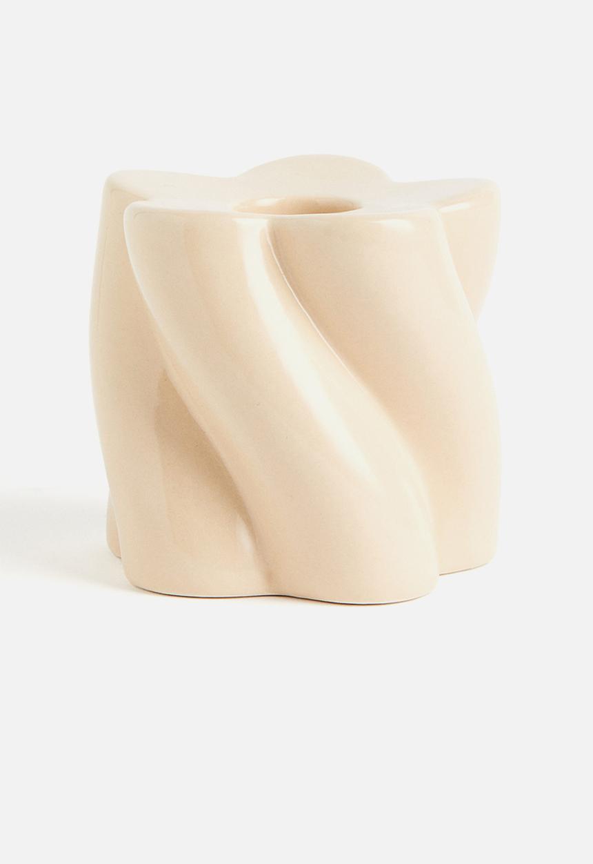 H&M - Stoneware candlestick - light beige