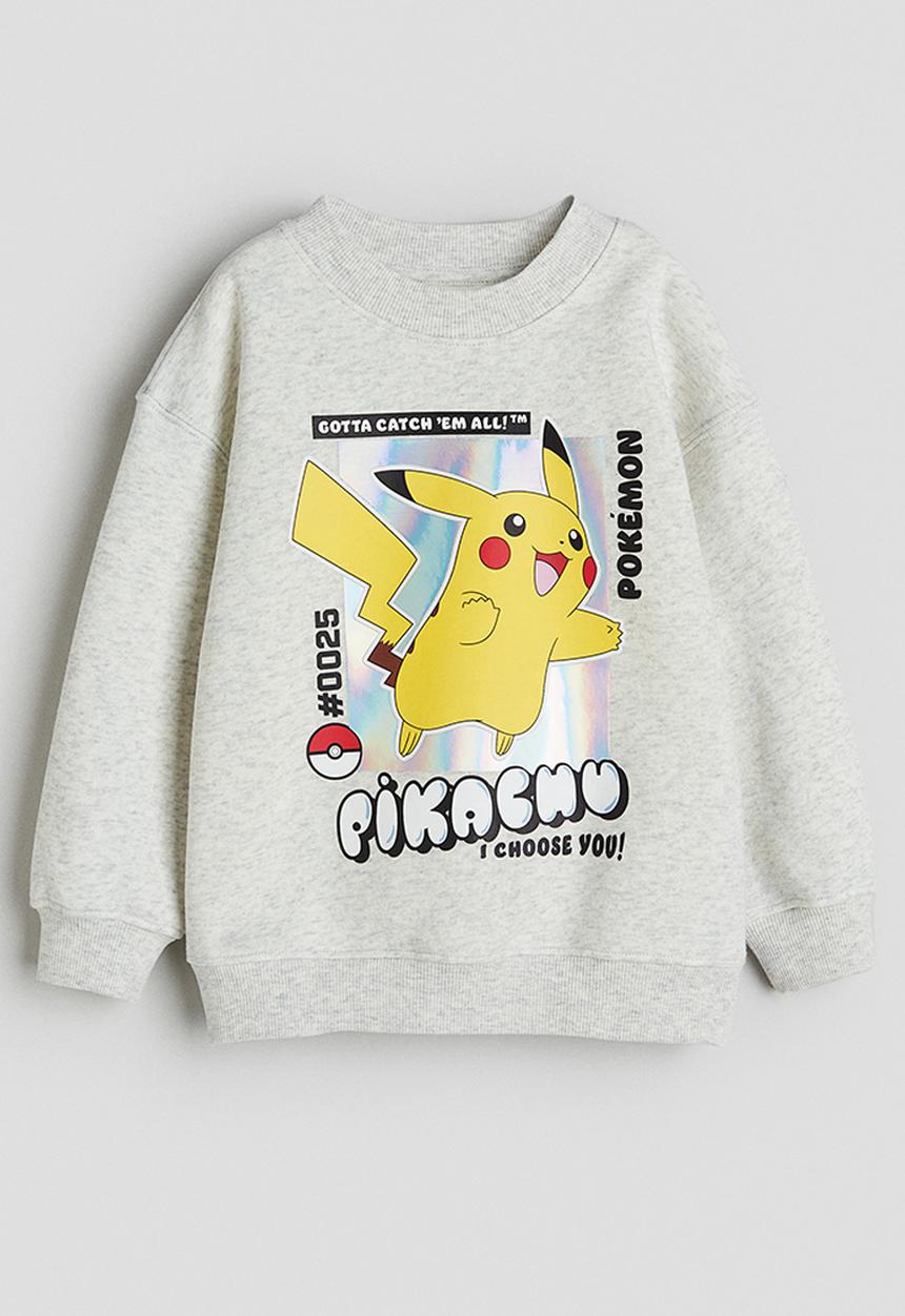 H&M - Oversized printed sweatshirt - light grey marl pokémon 
