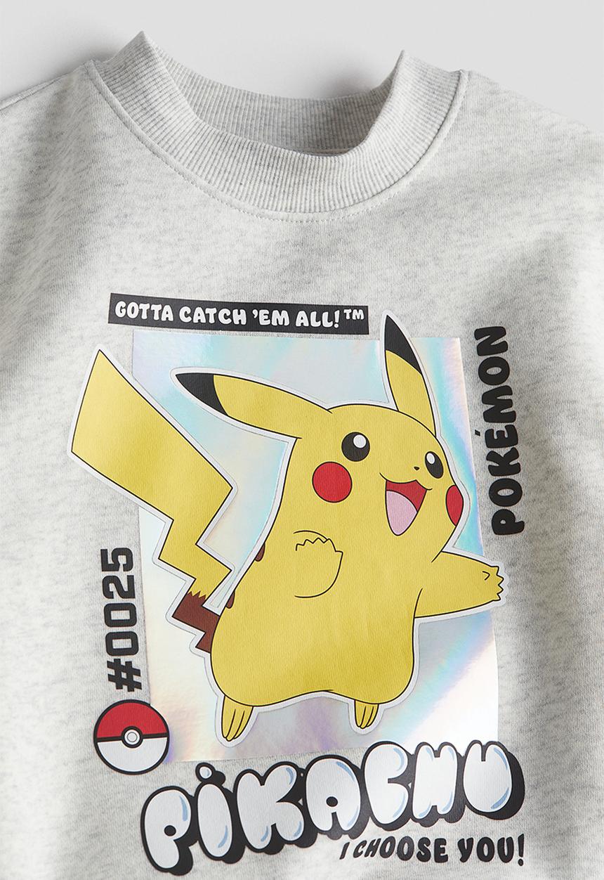 H&M - Oversized printed sweatshirt - light grey marl pokémon 