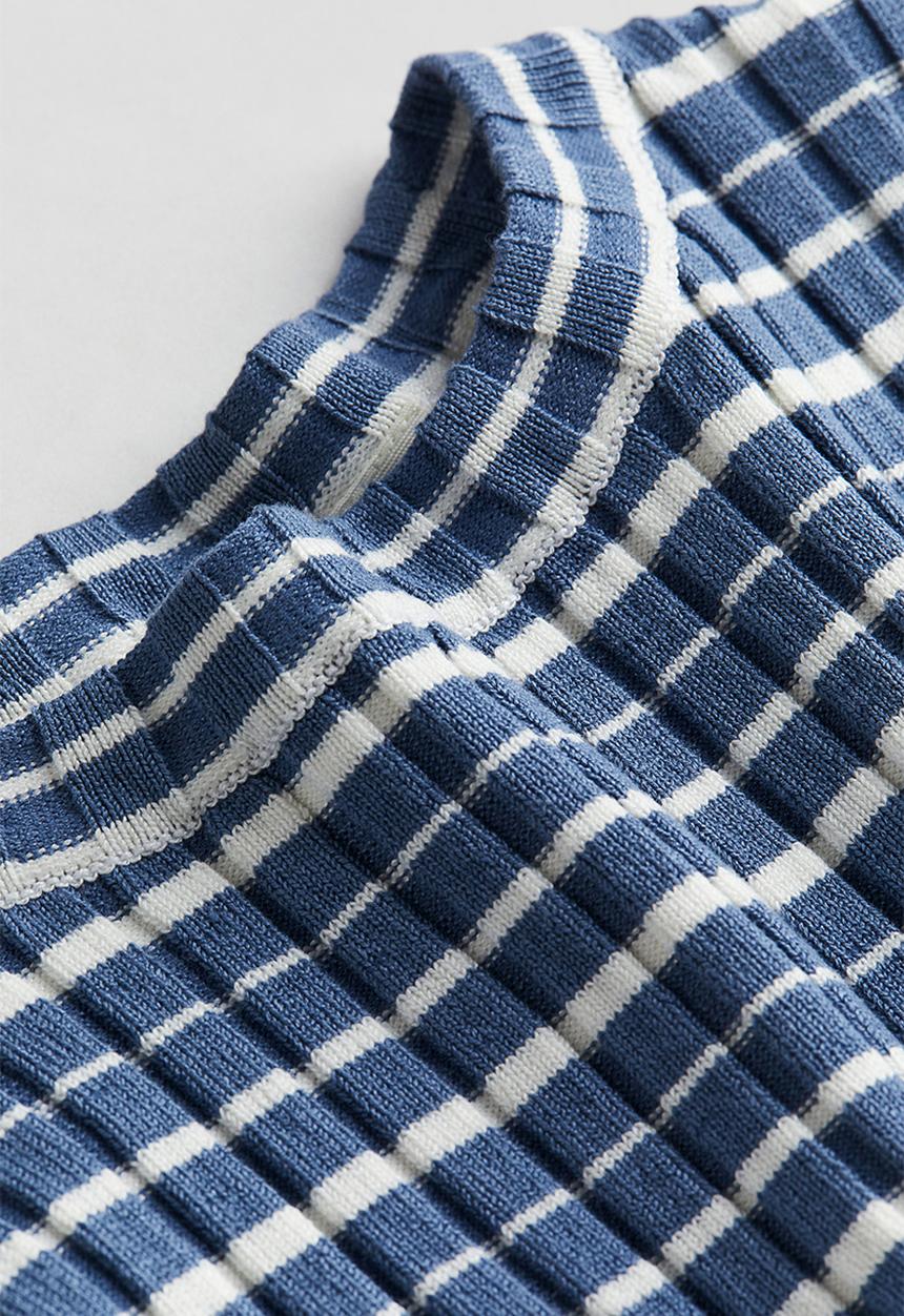 H&M - Rib-knit top - blue & white striped