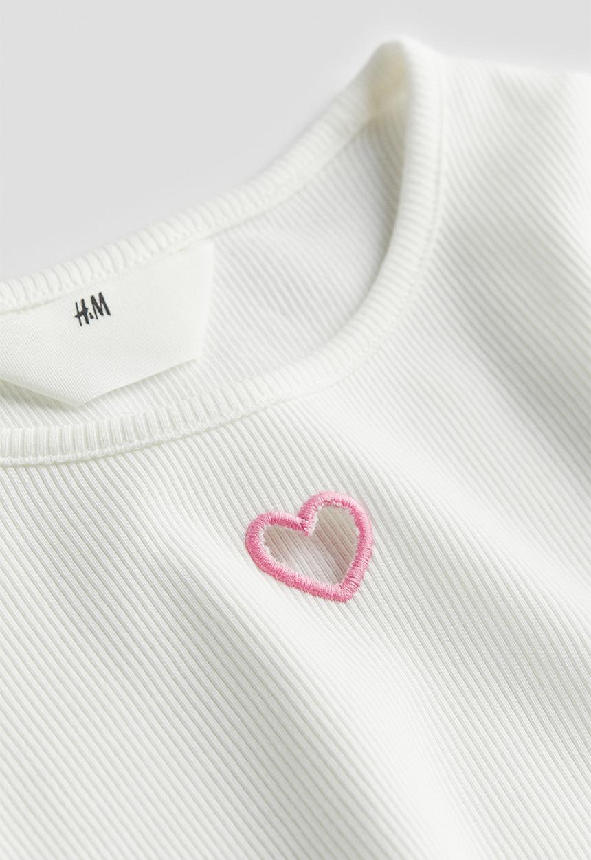 H&M - Ribbed jersey top - white
