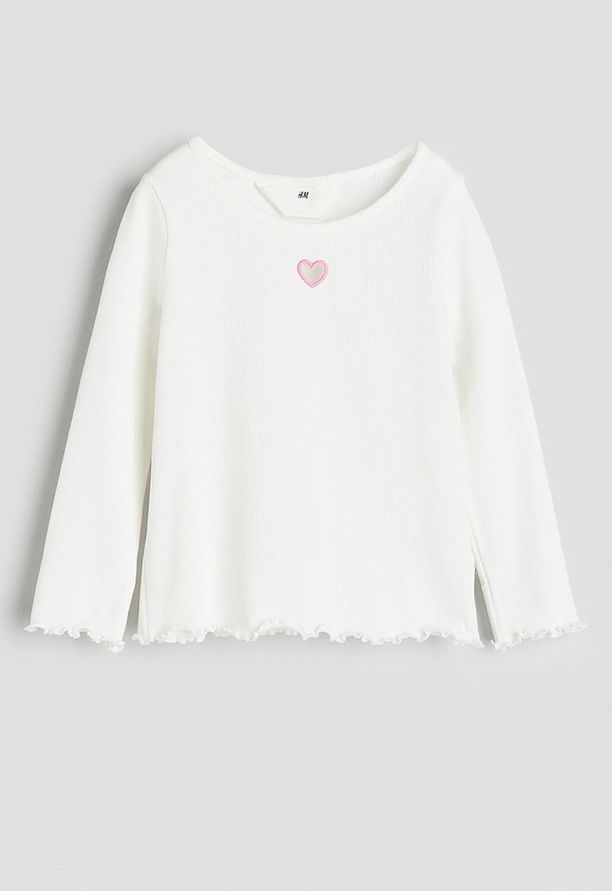 H&M - Ribbed jersey top - white