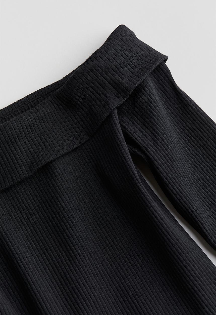 H&M - Ribbed off-the-shoulder top - black