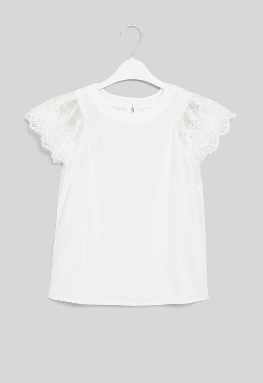 Pop Candy - Anglaise sleeve tee - white