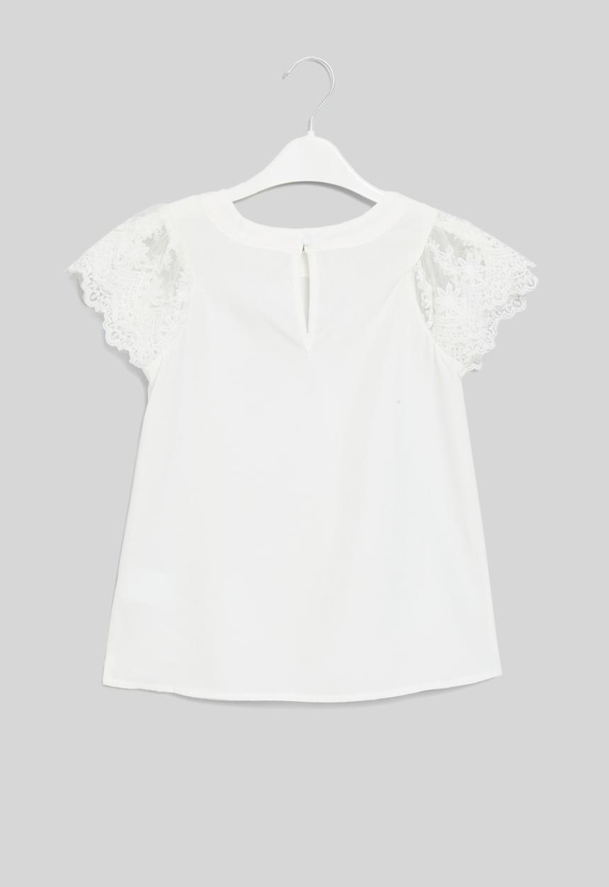 Pop Candy - Anglaise sleeve tee - white
