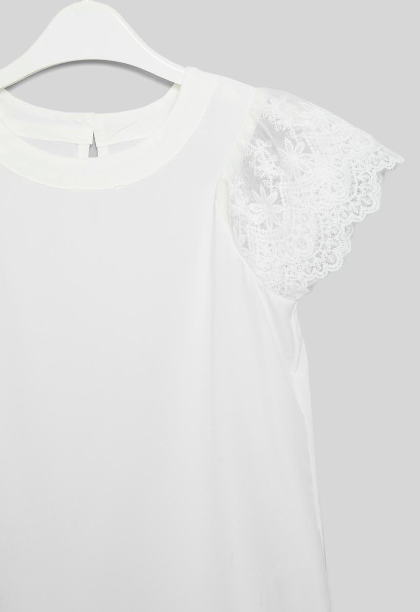 Pop Candy - Anglaise sleeve tee - white