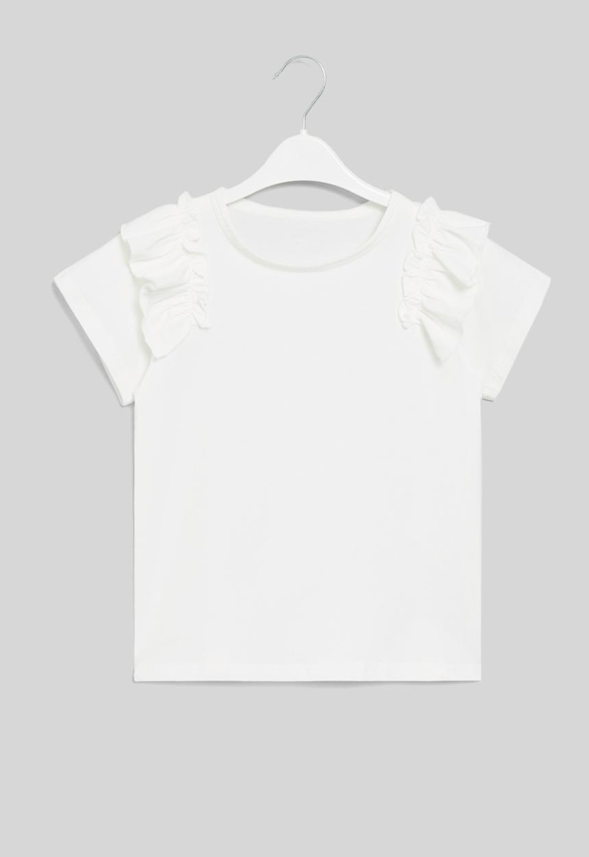 Pop Candy - Frilled sleeve tee - white