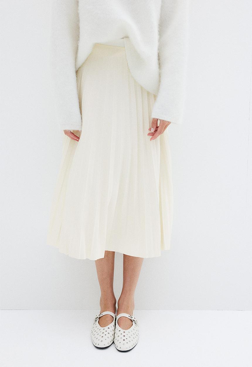 H&M - Pleated skirt - cream