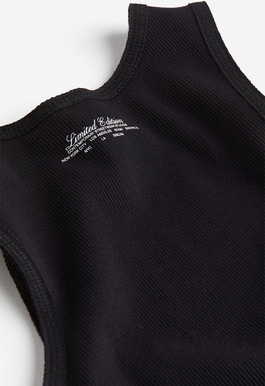 H&M - Ribbed vest top - black