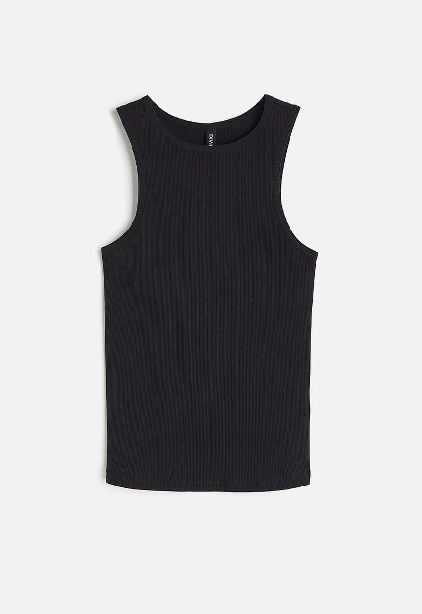 H&M - Ribbed vest top - black