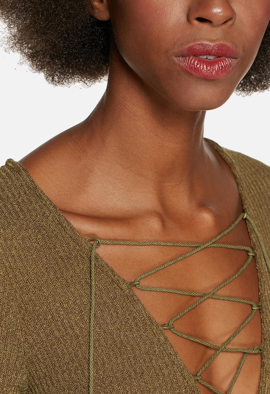 Glamorous - Tie-up Rib Bodysuit