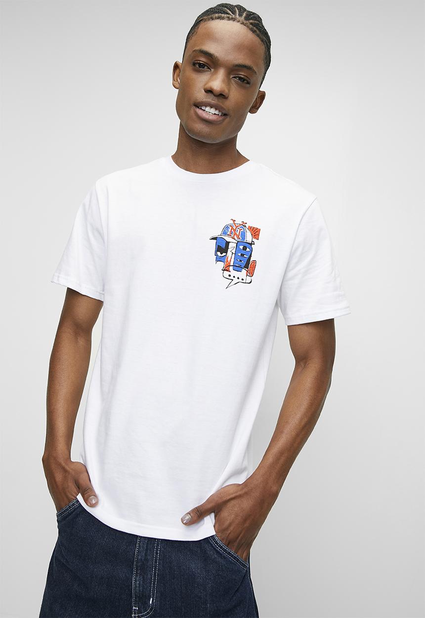 STYLE REPUBLIC - Relaxed Fit Sketch Graphic Tee - White