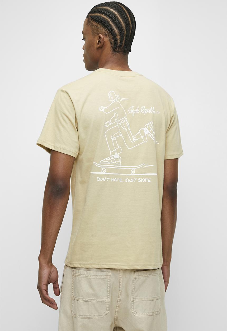 STYLE REPUBLIC - Relaxed Fit Sketch Graphic Tee - Stone