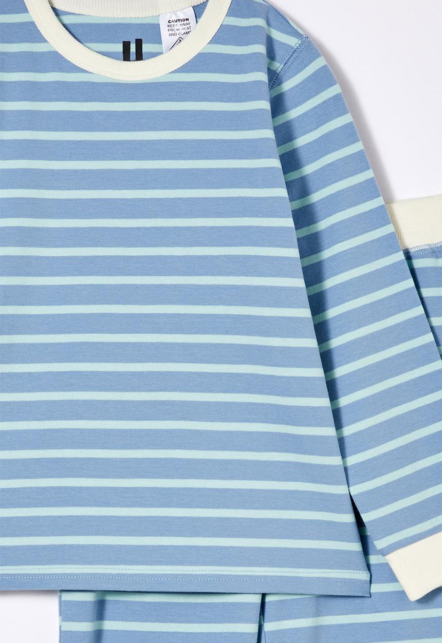 Cotton On - Ace long sleeve pyjama set - marian stripe dusty blue/barber blue