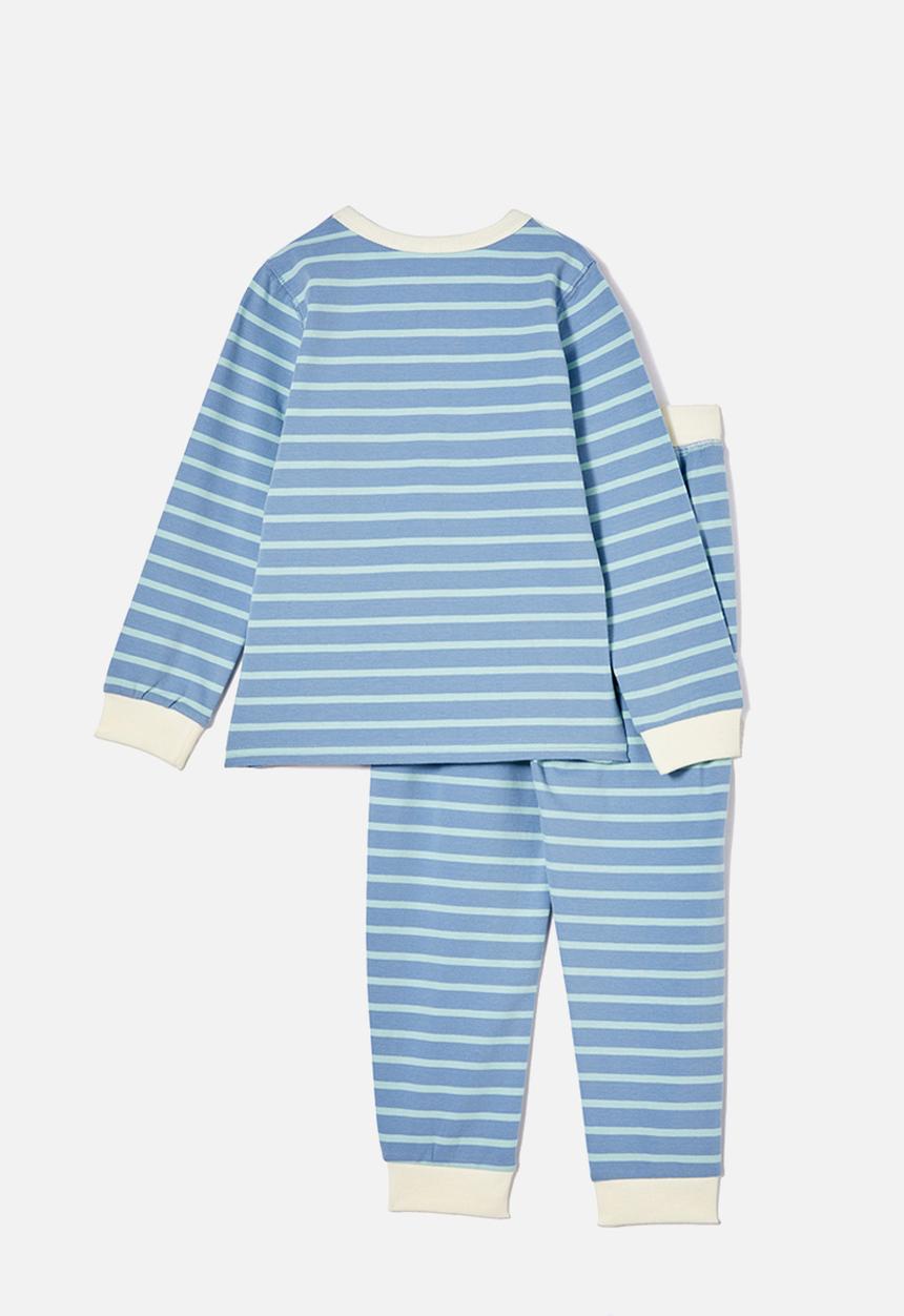 Cotton On - Ace long sleeve pyjama set - marian stripe dusty blue/barber blue
