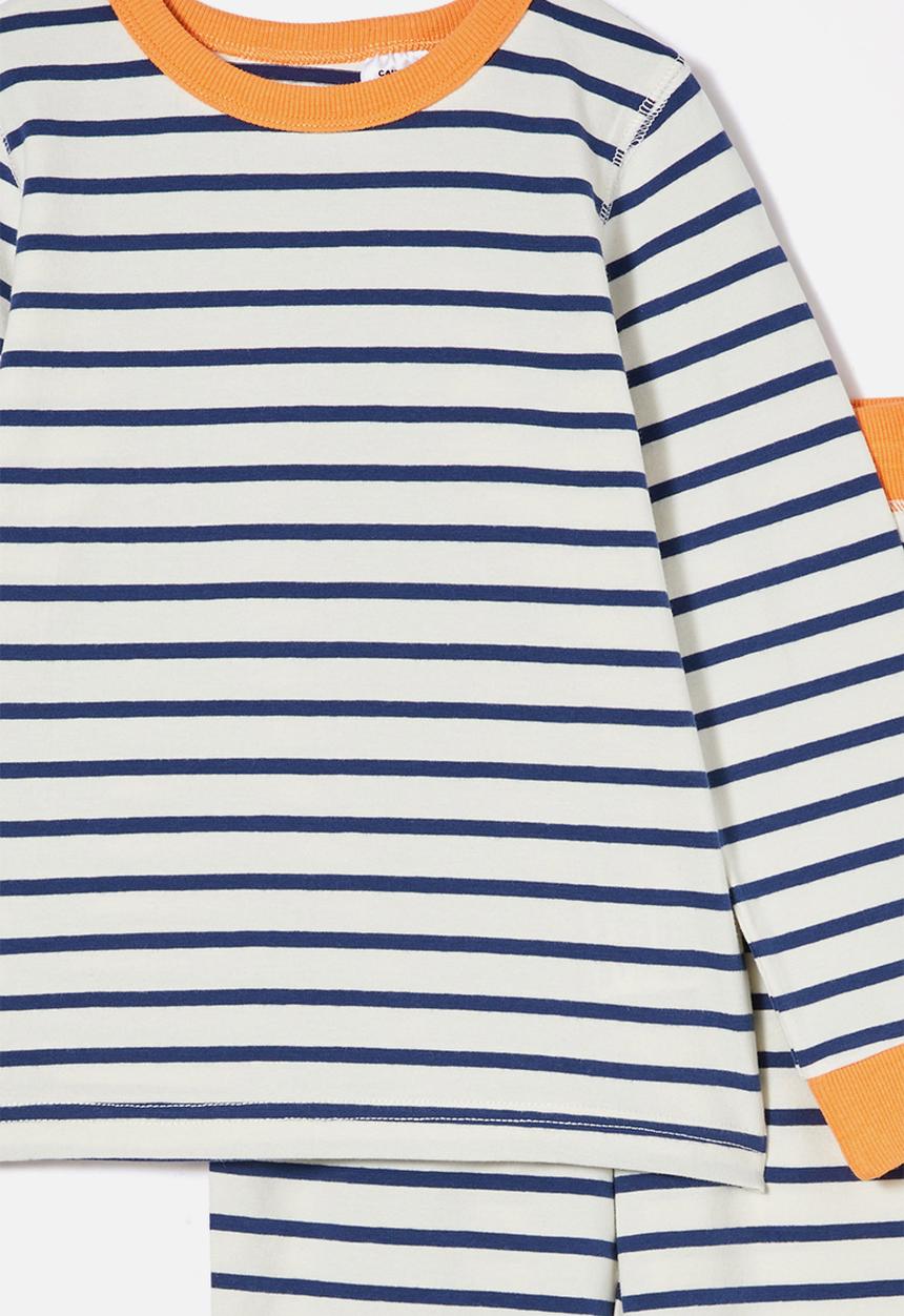 Cotton On - Ace long sleeve pyjama set - marian stripe dark vanilla/ in the navy
