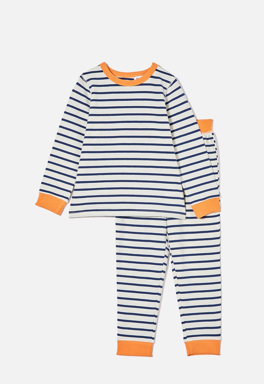 Cotton On - Ace long sleeve pyjama set - marian stripe dark vanilla/ in the navy