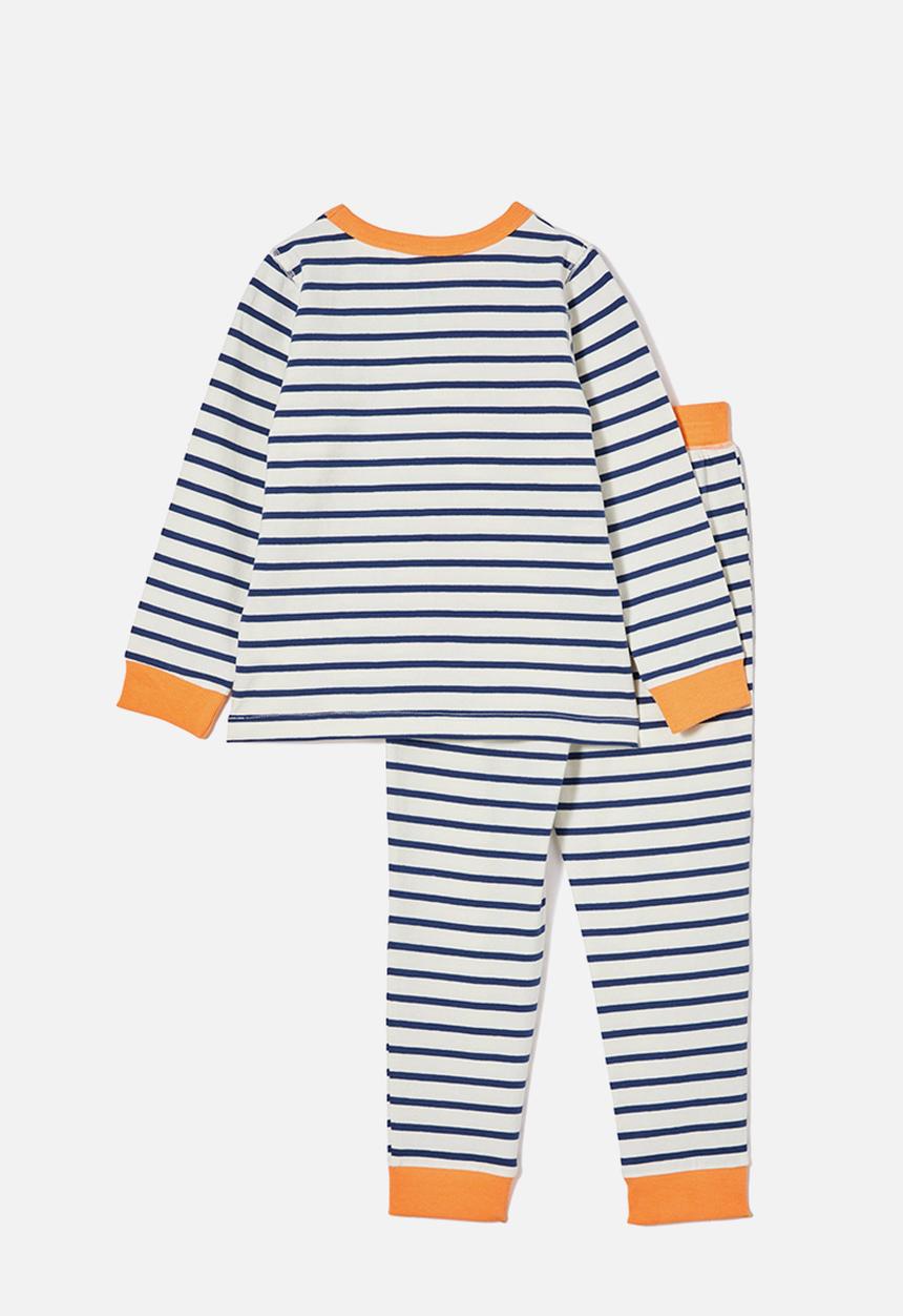 Cotton On - Ace long sleeve pyjama set - marian stripe dark vanilla/ in the navy