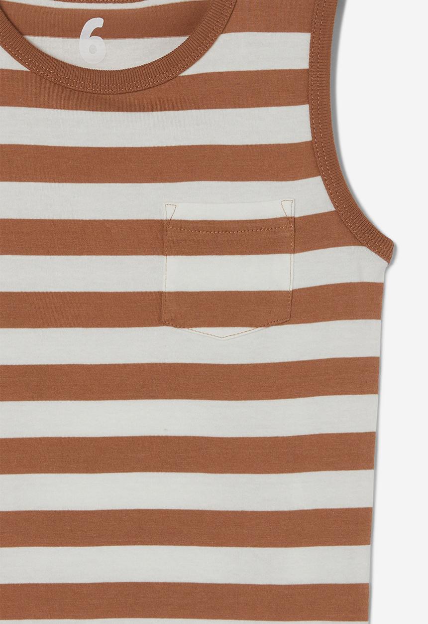 Cotton On - The essential tank - taupy brown/vanilla stripe
