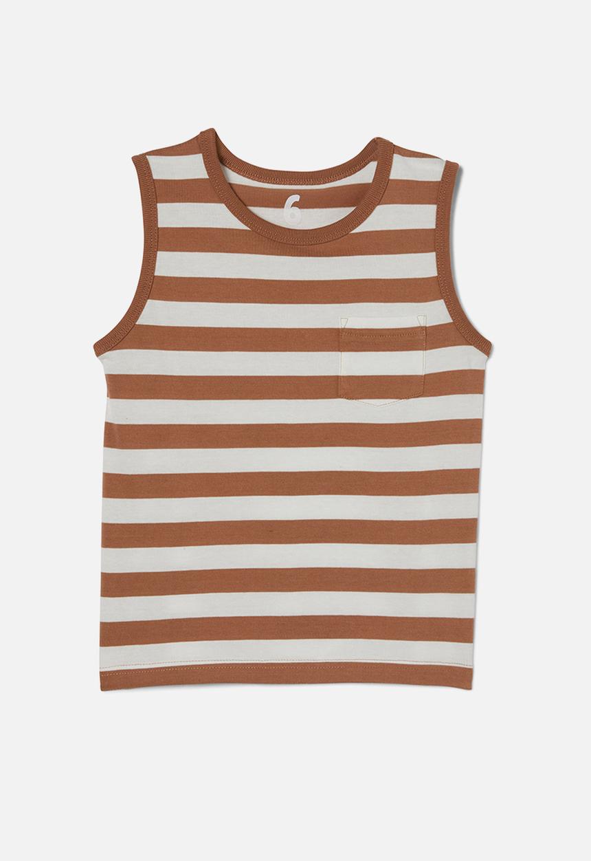 Cotton On - The essential tank - taupy brown/vanilla stripe
